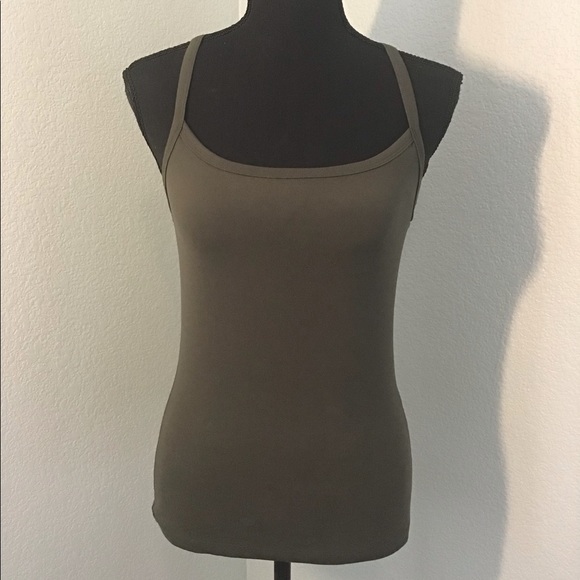 Arie Olive Green Racerback Workout Tank w/ built-in Bra - Picture 1 of 3